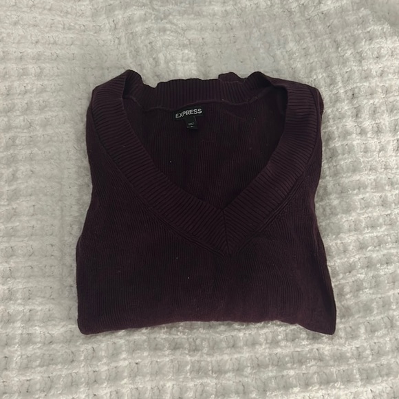 Express Women’s V-Neck Sweater - Size Small, Plum. - Picture 1 of 5
